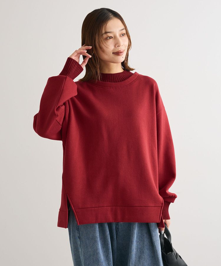 Green Parks「リブドッキング裏起毛プルオーバー」|スウェット・ジャージ|Red