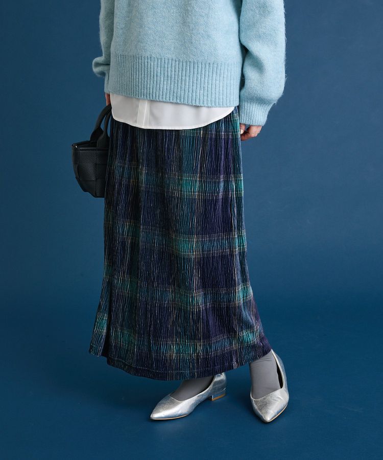 Green Parks「楊柳ベロアチェックIラインスカート」|スカート|