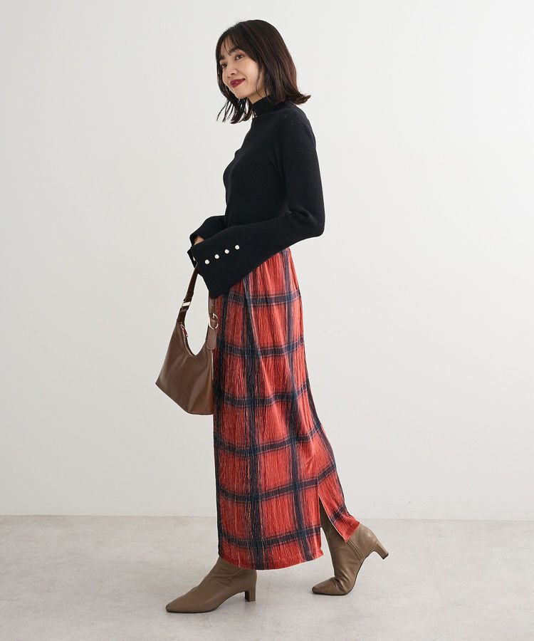 Green Parks「楊柳ベロアチェックIラインスカート」|スカート|