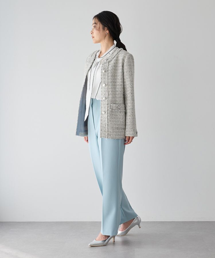 YECCA VECCA「ノーカラーツイードジャケット」|テーラードジャケット|