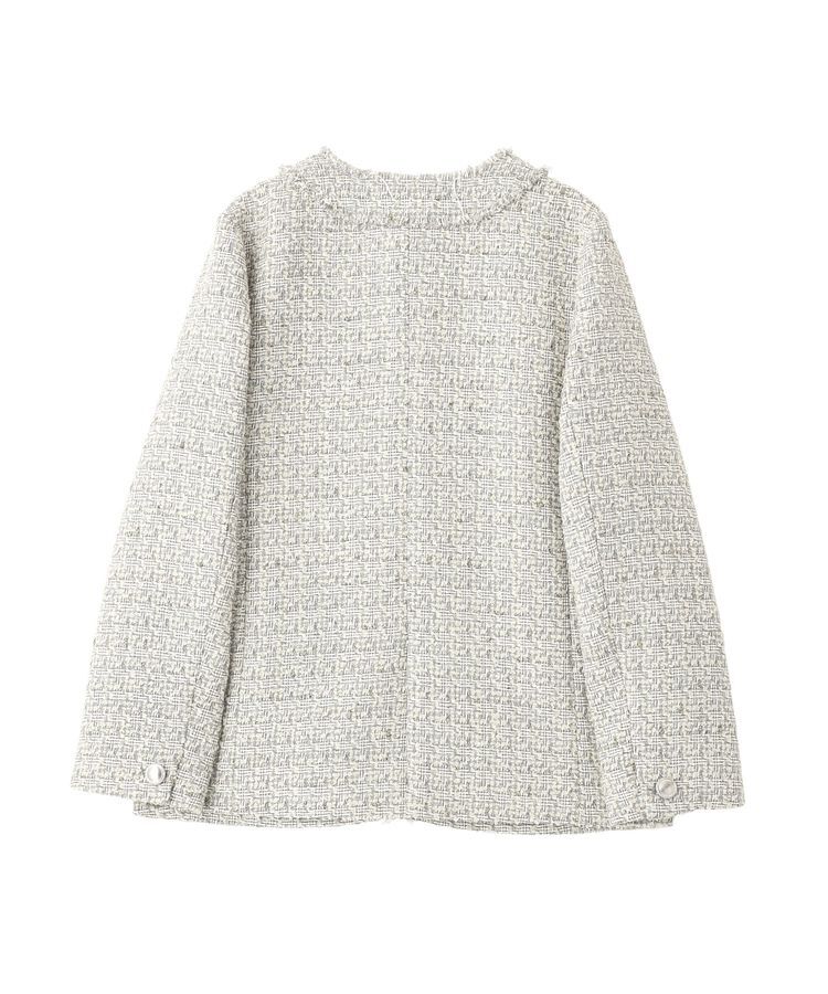 YECCA VECCA「ノーカラーツイードジャケット」|テーラードジャケット|