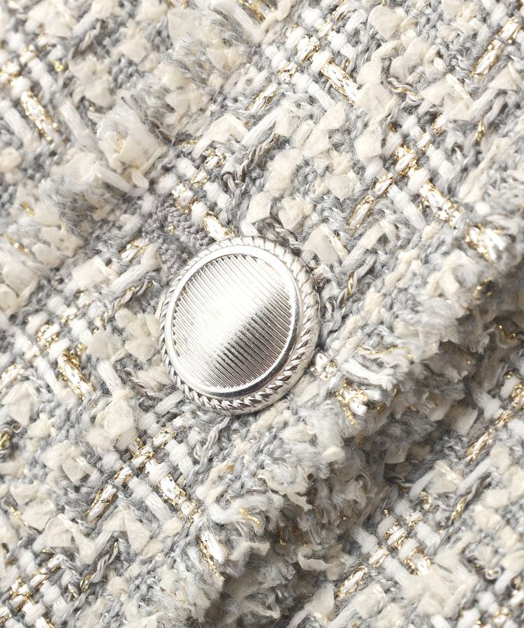 YECCA VECCA「ノーカラーツイードジャケット」|テーラードジャケット|