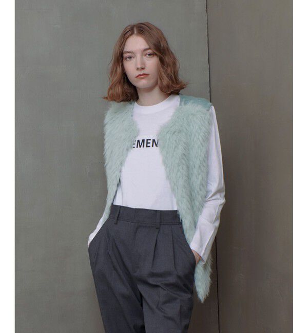 allureville「ジャガードフェイクファーコンビニットジレ」|ベスト・ジレ|