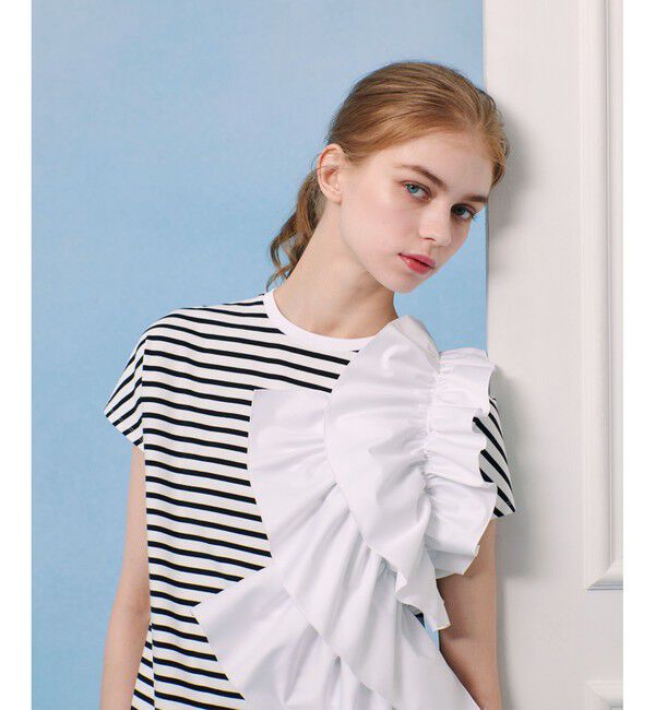 LOULOU WILLOUGHBY「【LOULOU WILLOUGHBY】ギャザーレイヤーＴシャツ」|Tシャツ・カットソー|