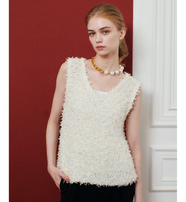 LOULOU WILLOUGHBY「【LOULOU WILLOUGHBY】リボンシャギープルオーバー」|ニット・セーター|