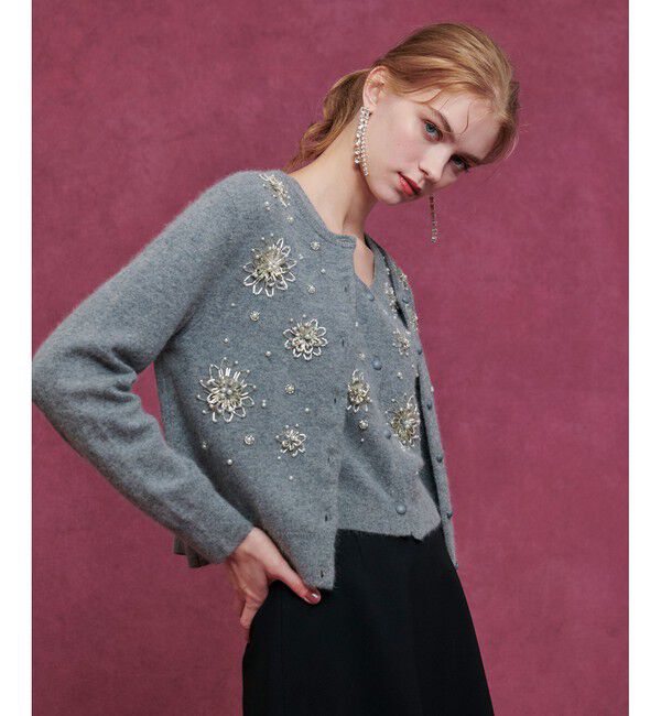 LOULOU WILLOUGHBY「【LOULOU WILLOUGHBY】ビーズフラワーカーディガン」|カーディガン|