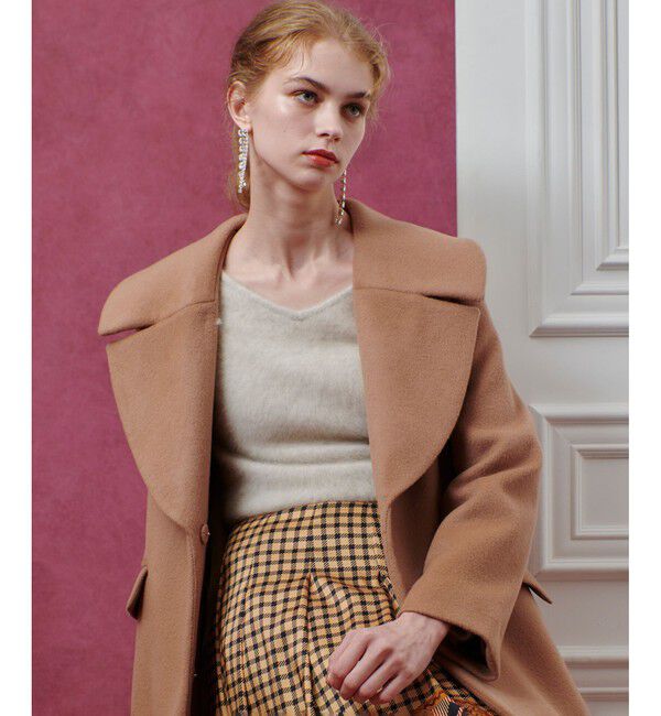 LOULOU WILLOUGHBY「【LOULOU WILLOUGHBY】ショートビーバーテーラーコート」|ダッフルコート|キャメル