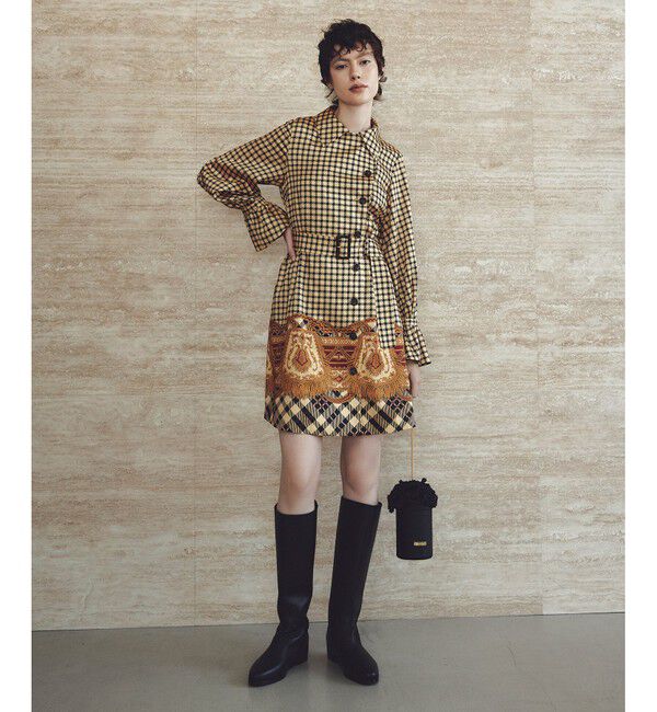 LOULOU WILLOUGHBY「【LOULOU WILLOUGHBY】エンブレムチェックワンピース」|ワンピース|ベージュ系