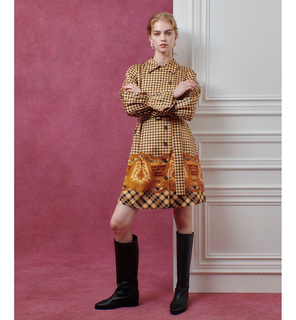 LOULOU WILLOUGHBY「【LOULOU WILLOUGHBY】エンブレムチェックワンピース」|ワンピース|