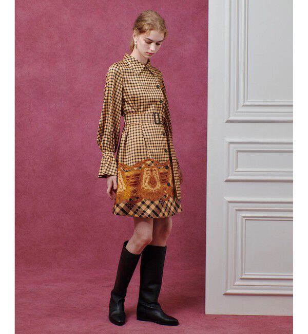 LOULOU WILLOUGHBY「【LOULOU WILLOUGHBY】エンブレムチェックワンピース」|ワンピース|