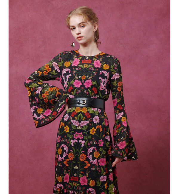 LOULOU WILLOUGHBY「【LOULOU WILLOUGHBY】シンメトリーフラワープリントワンピース」|ワンピース|