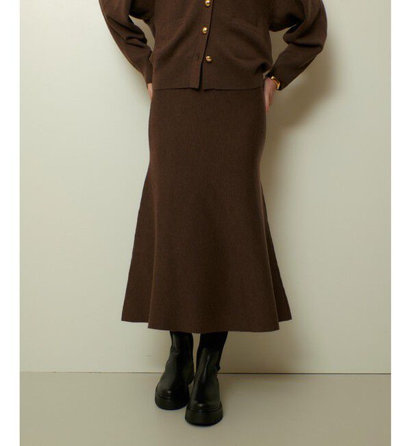 allureville「ウール混Ｗフェイスナローマーメイドスカート」|スカート|ダークブラウン