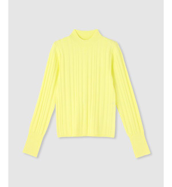 allureville「ストライプモックネックレス プルオーバー」|ニット・セーター|ライトイエロー