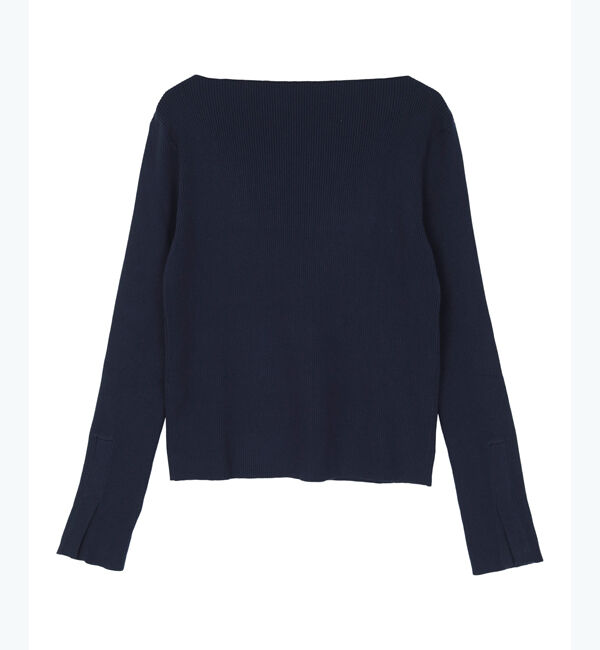 ur's「ボートネックスリットスリーブリブニット」|ニット・セーター|ネイビー
