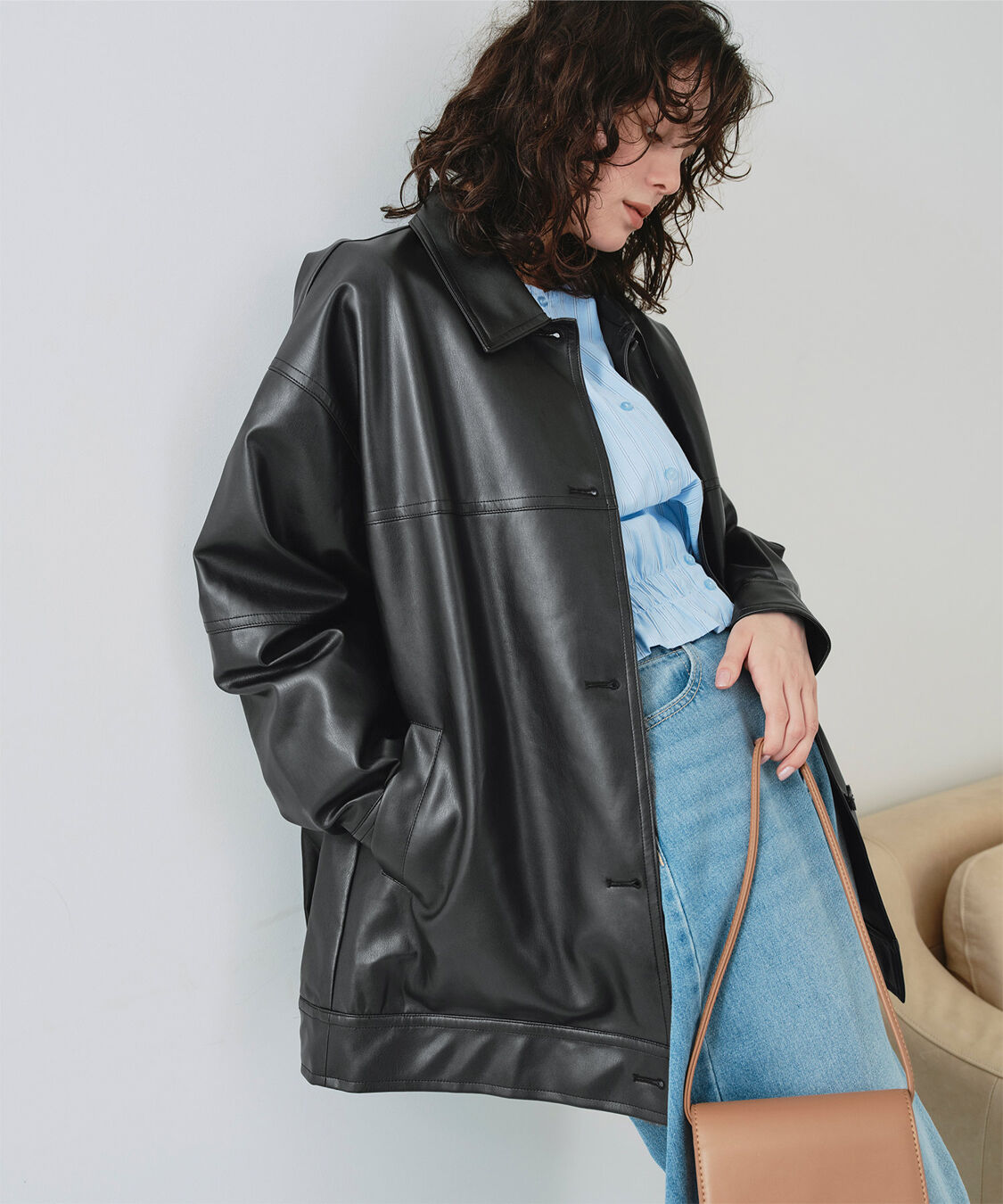 titivate「襟付フェイクレザージャケット」|その他|