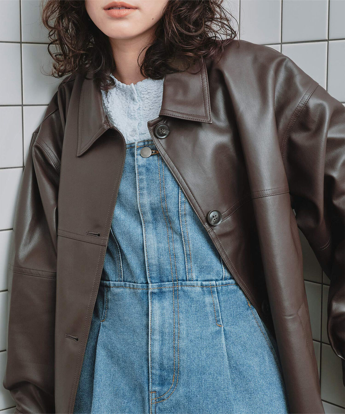 titivate「襟付フェイクレザージャケット」|その他|