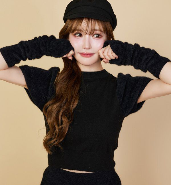  「【セットアップで着れる】アームウォーマー付きニット」|ニット・セーター|