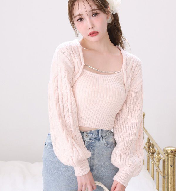  「ケーブルニットアンサンブル」|ニット・セーター|