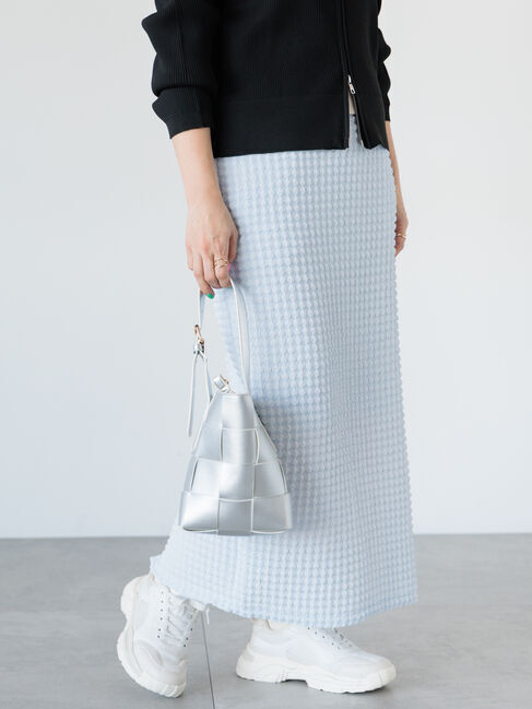 Lugnoncure「ふくれジャカードナロースカート」|スカート|サックスブルー