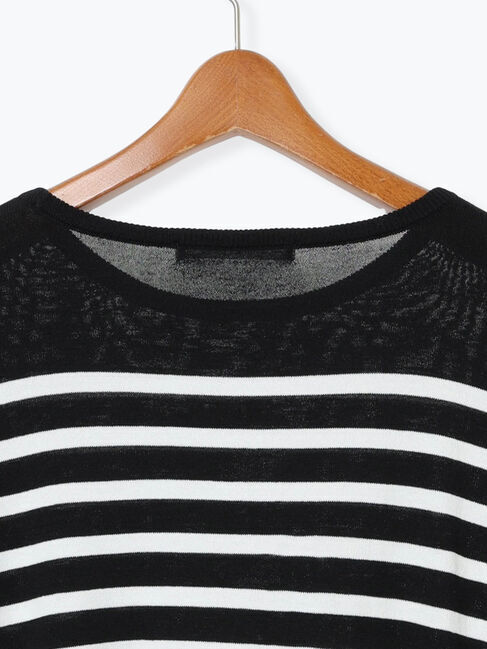 Lugnoncure「【接触冷感】無地/ボーダー7分袖ニット」|ニット・セーター|