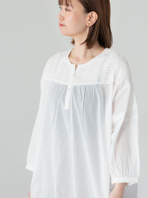 Lugnoncure「【INDIA made】コットンボイルピンタックブラウス」|シャツ・ブラウス|オフホワイト