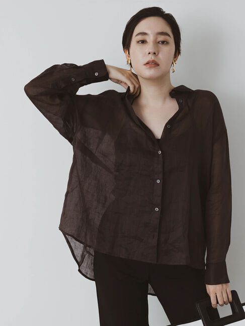 Te chichi「【松井愛莉着用】ラミー2WAYオーバーシャツ」|シャツ・ブラウス|ブラウン