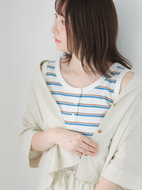 Te chichi TERRASSE「前後2WAYヘンリーネックタンクトップ」|タンクトップ|ブルー