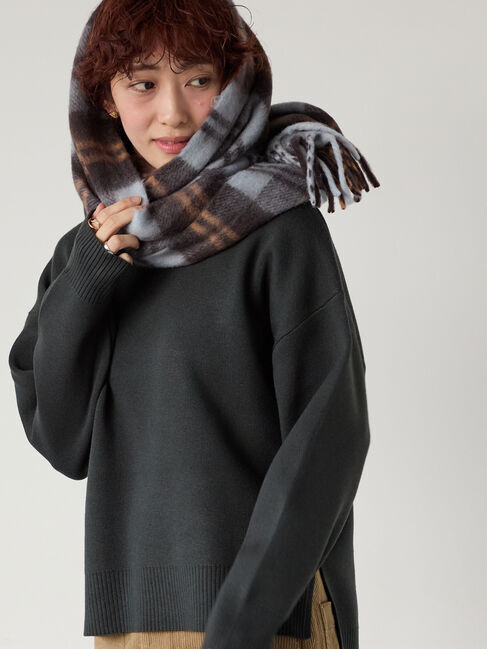 Lugnoncure「コットンタッチVネックニット」|ニット・セーター|チャコールグレー