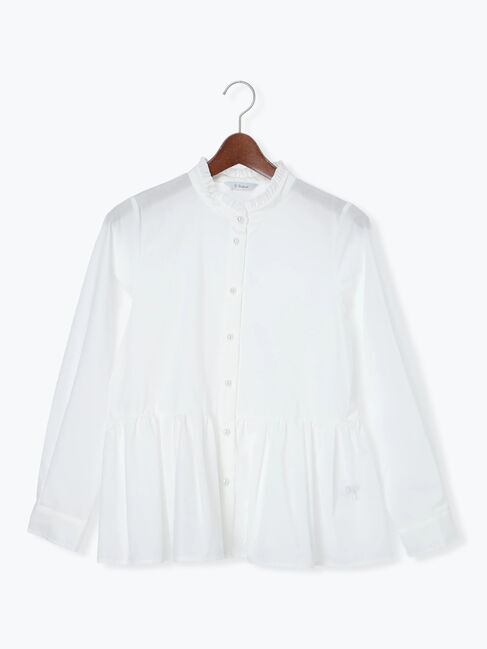 Te chichi「パール釦スタンドフリルペプラムブラウス」|シャツ・ブラウス|オフホワイト