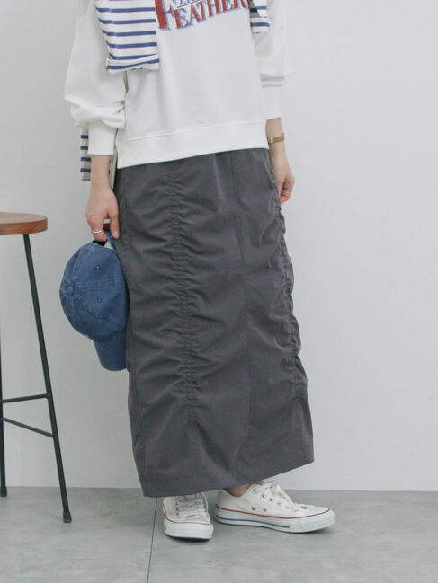 Samansa Mos2 blue「シャーリングスカート」|スカート|