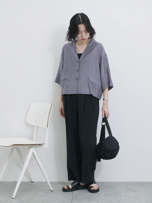 Samansa Mos2 blue「シアー開襟シャツ」|シャツ・ブラウス|