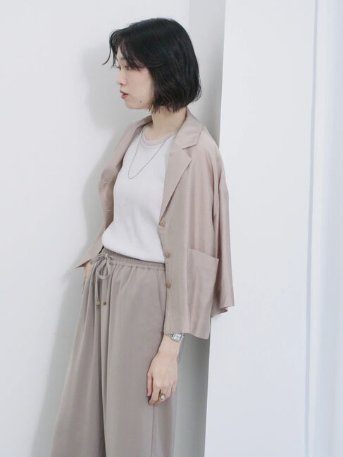 Samansa Mos2 blue「シアー開襟シャツ」|シャツ・ブラウス|