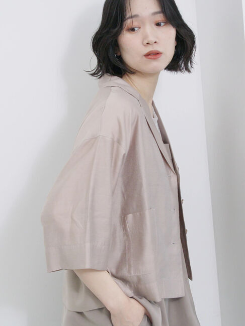 Samansa Mos2 blue「シアー開襟シャツ」|シャツ・ブラウス|