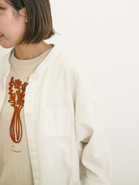 Samansa Mos2「バンドカラーゆるシャツ」|シャツ・ブラウス|