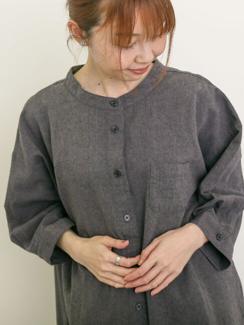 Samansa Mos2「バンドカラーゆるシャツ」|シャツ・ブラウス|