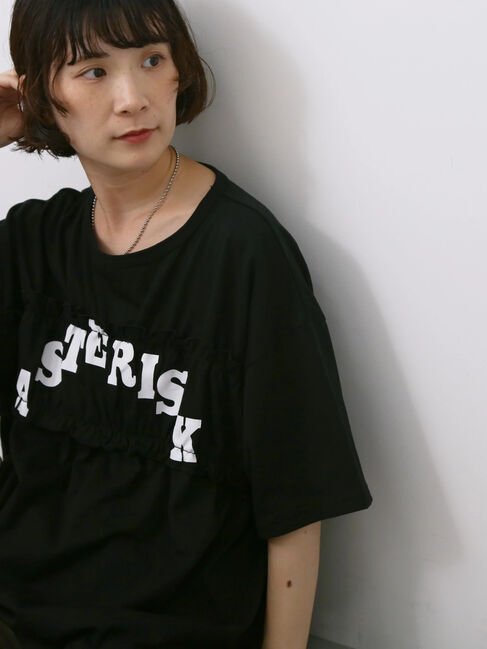 Samansa Mos2 blue「◎【接触冷感】シャーリングドッキングTシャツ」|Tシャツ・カットソー|