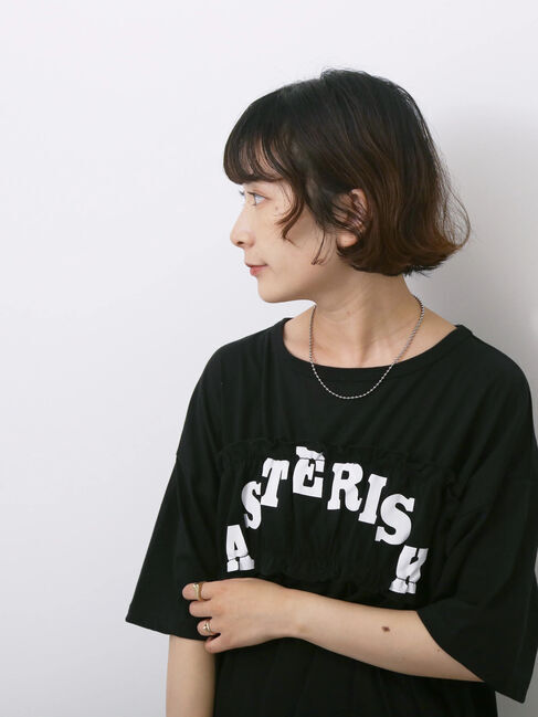 Samansa Mos2 blue「◎【接触冷感】シャーリングドッキングTシャツ」|Tシャツ・カットソー|