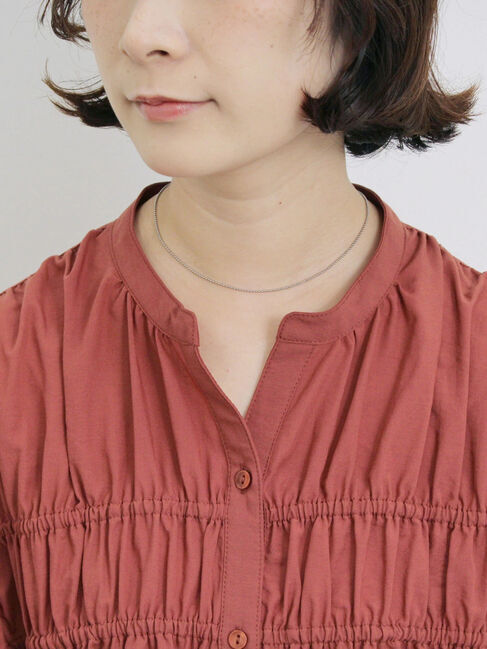 Samansa Mos2 blue「シャーリングチュニック」|シャツ・ブラウス|