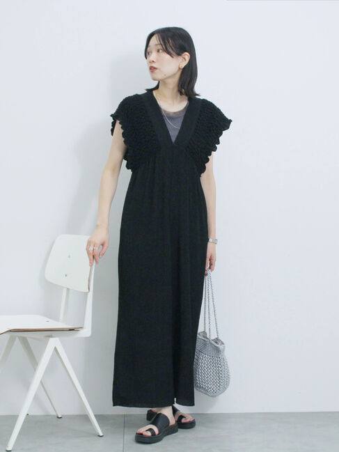 Samansa Mos2 blue「楊柳ワイドロンパース」|その他|