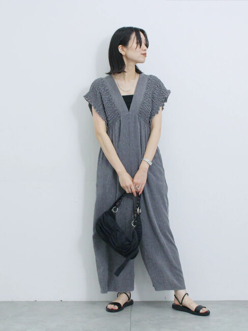 Samansa Mos2 blue「楊柳ワイドロンパース」|その他|