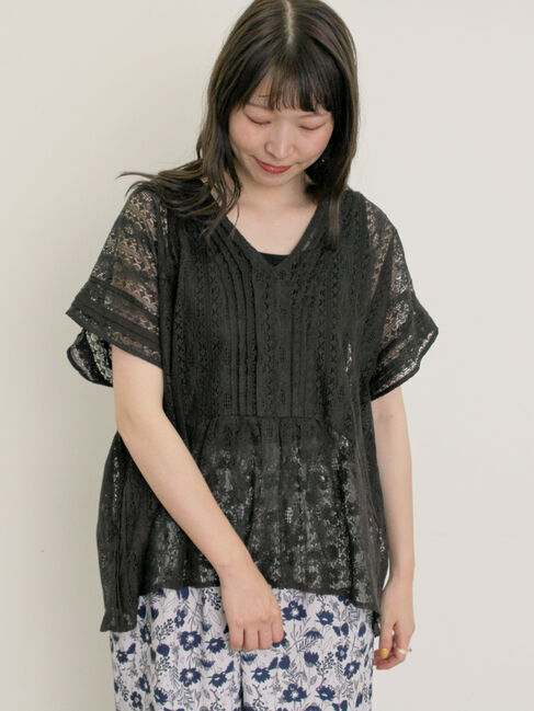 Samansa Mos2「2WAYレースベスト」|ダウンベスト・ベスト|チャコールグレー