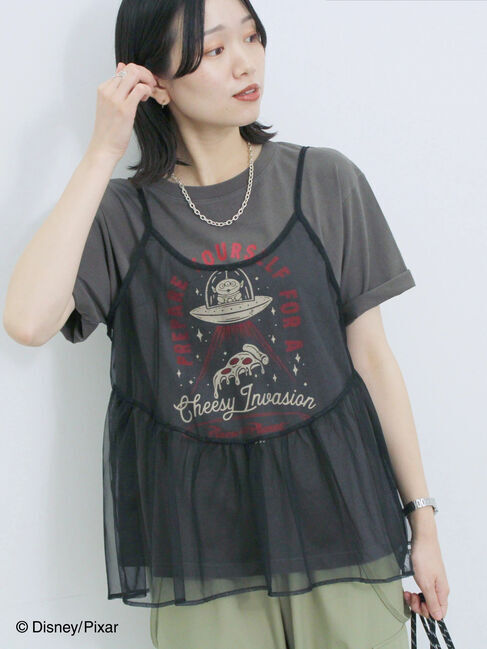 Samansa Mos2 blue「トイ・ストーリー/キャミセットTシャツ」|Tシャツ・カットソー|チャコールグレー