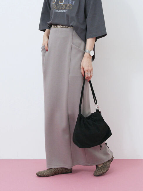 Samansa Mos2 blue「ダブルウエストナロースカート」|スカート|グレー