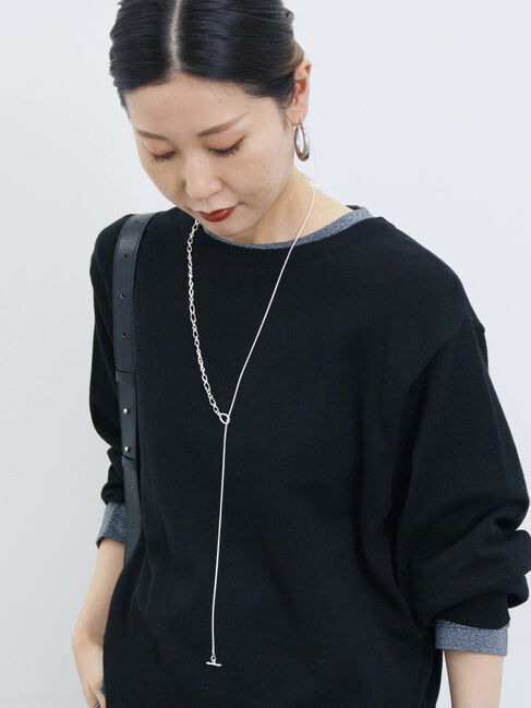 Samansa Mos2 blue「マルチスタイル前後2wayクルーネックカーディガン」|カーディガン|