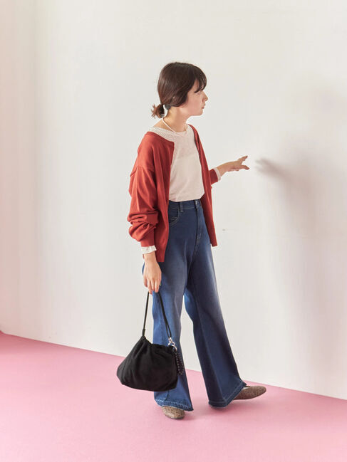 Samansa Mos2 blue「マルチスタイル前後2wayクルーネックカーディガン」|カーディガン|