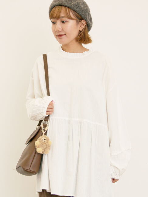 Samansa Mos2「前後2WAY襟フリルチュニック」|シャツ・ブラウス|オフホワイト