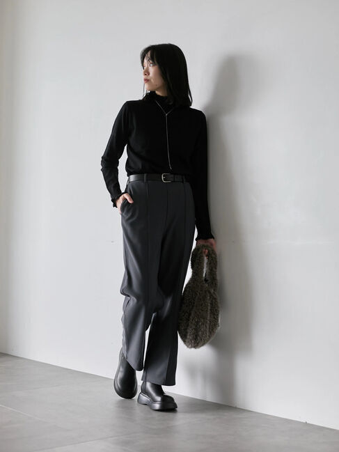 Samansa Mos2 blue「フリル衿ニットプルオーバー」|ニット・セーター|