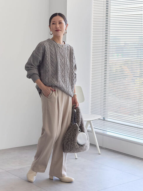 Samansa Mos2 blue「ヘリンボーンストレートパンツ」|その他|