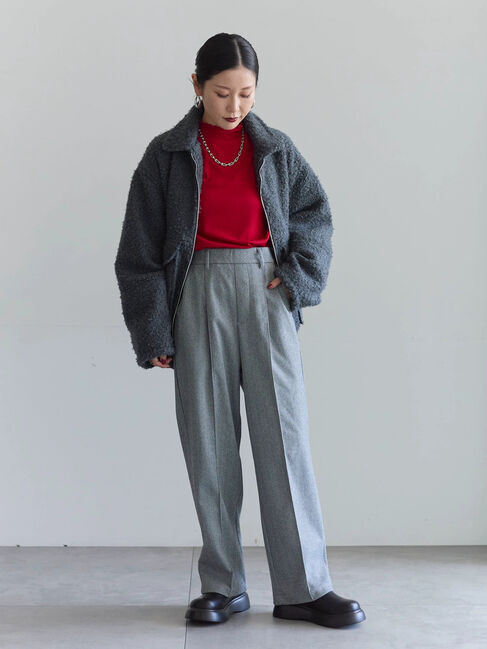 Samansa Mos2 blue「ヘリンボーンストレートパンツ」|その他|