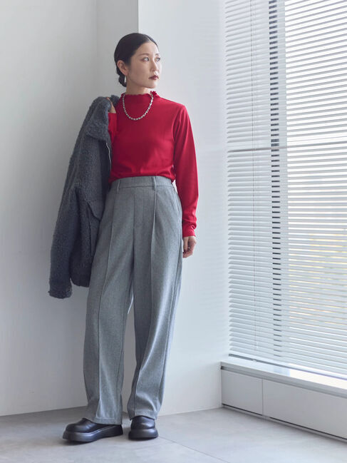 Samansa Mos2 blue「ヘリンボーンストレートパンツ」|その他|